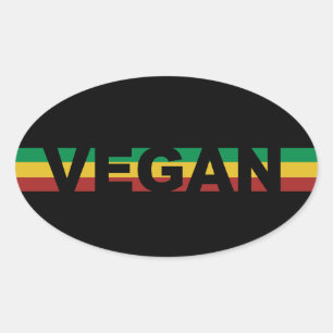 Adesivo Oval Rasta Striped Vegan Sticker
