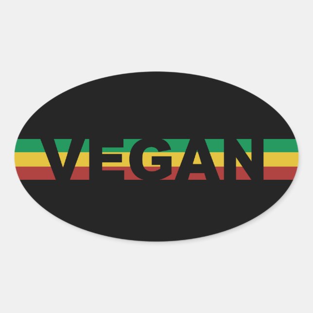 Adesivo Oval Rasta Striped Vegan Sticker (Frente)