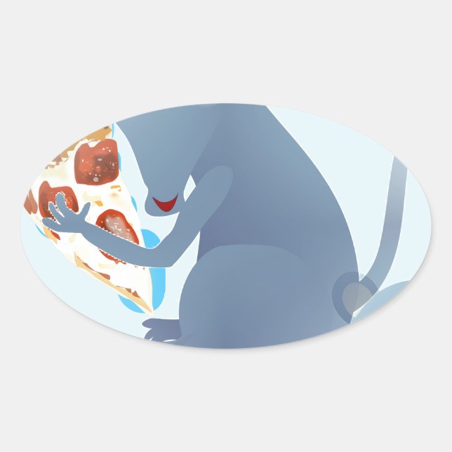 Adesivo Oval rato de pizza (Frente)