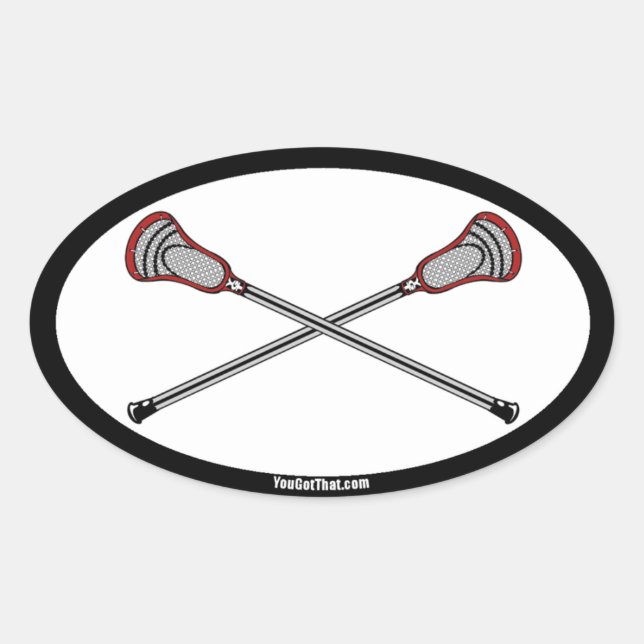 Adesivo Oval Red Lacrosse Sticks (Frente)