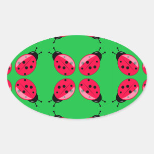 Adesivo Oval Red Ladybugs
