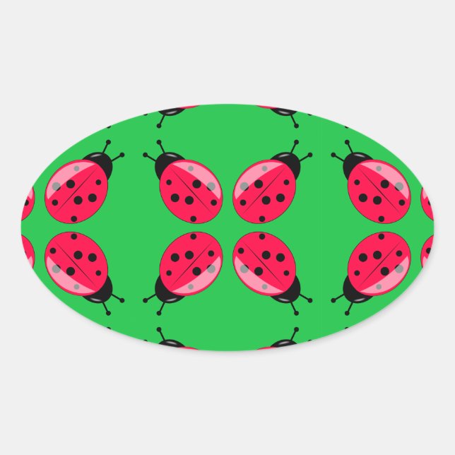 Adesivo Oval Red Ladybugs (Frente)