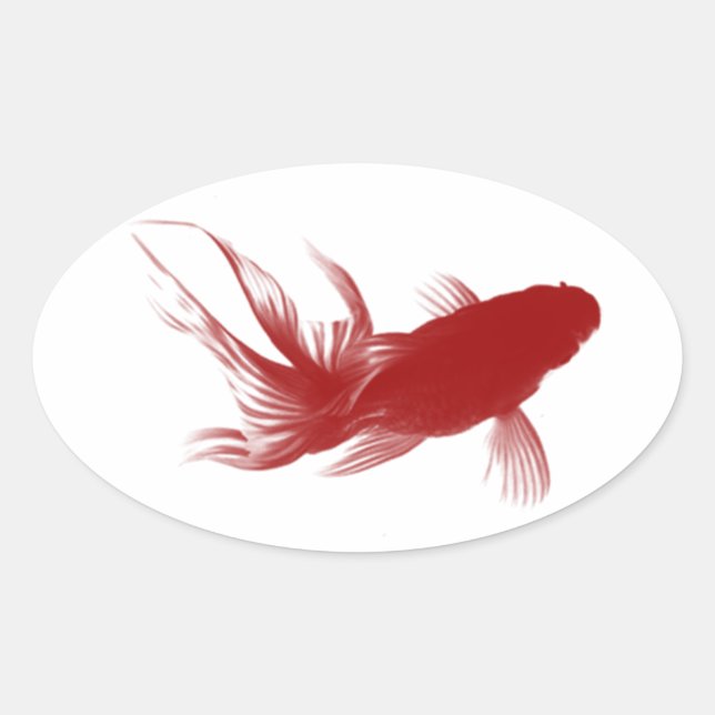 Adesivo Oval Red Ryukin Goldfish (Frente)