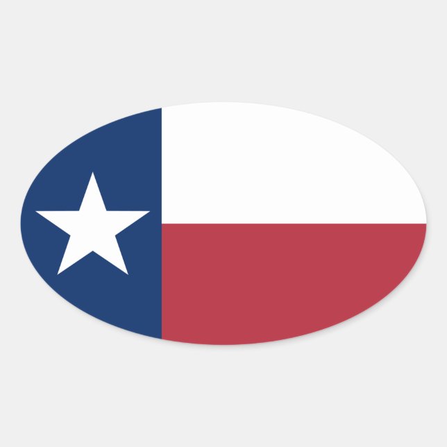Adesivo Oval Red White Blue Texas Flag (Frente)