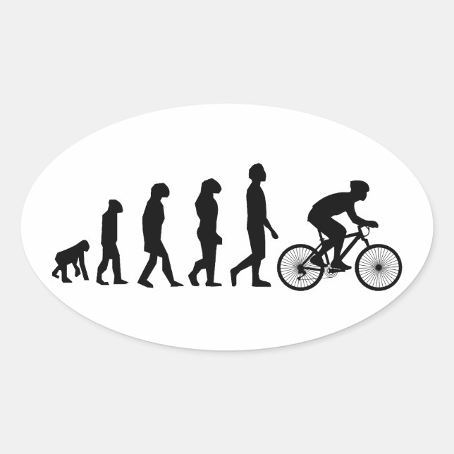 Adesivo Oval Regime de Evolução Humana de Ciclismo Moderno (Frente)