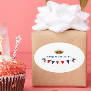 Adesivo Oval Rei Charles 111 Coroa