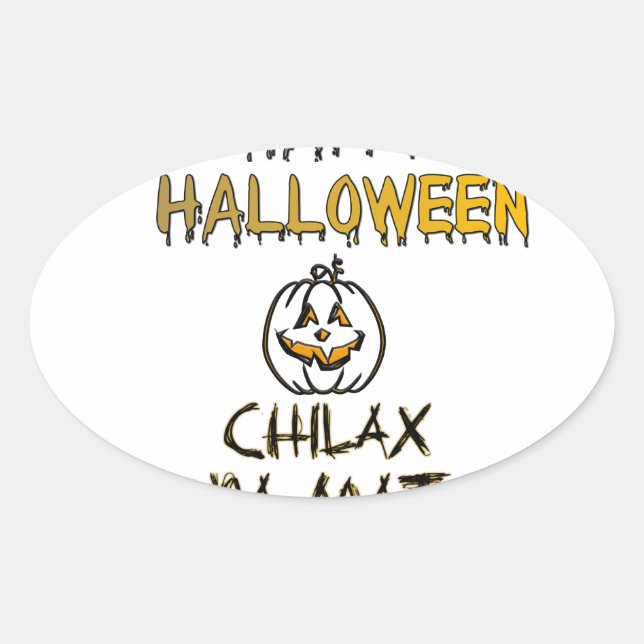 Adesivo Oval Relaxe a Coleção Feliz de Halloween (Frente)
