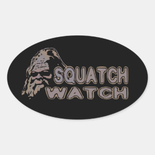 Adesivo Oval Relógio de Squatch - Sasquatch legal enfrenta