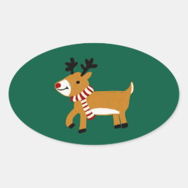 Adesivo Oval Rena de Natal