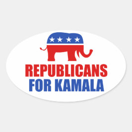 Adesivo Oval Republicanos pelo Elefante Kamala Harris