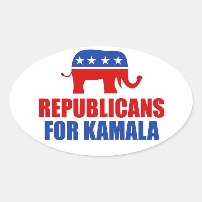 Adesivo Oval Republicanos pelo Elefante Kamala Harris (Frente)