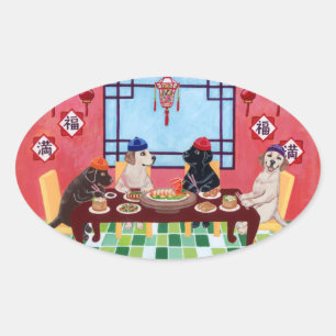 Adesivo Oval Restaurante do chinês de Labrador