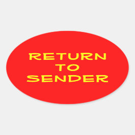 Adesivo Oval Retorno Amarelo ao Remetente em Vermelho