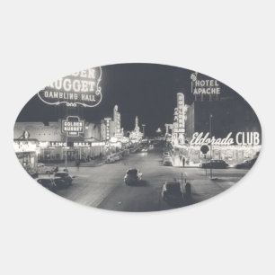 Adesivo Oval Retro Las Vegas Downtown