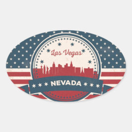 Adesivo Oval Retro Las Vegas Skyline