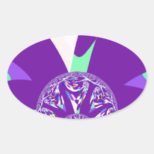 Adesivo Oval Retro púrpura