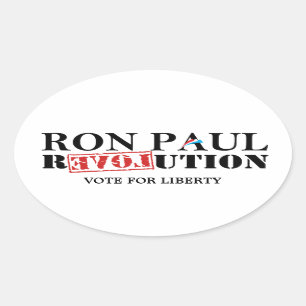 Adesivo Oval Revolução de Ron Paul - voto para a liberdade