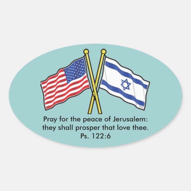 Adesivo Oval Rezar Pela Paz Dos Stickers De Jerusalém (Frente)