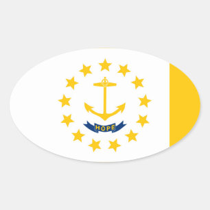 Adesivo Oval Rhode Island State Flag Design