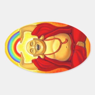 Adesivo Oval Rindo do Rainbow Buddha Oval Sticker