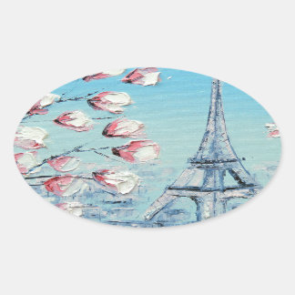 Adesivo Oval ris Primavera, Torre Eiffel, Trituraria,