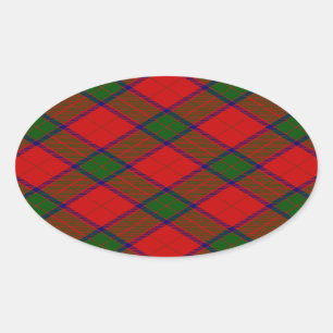 Adesivo Oval Robertson tartan xadrez verde vermelha