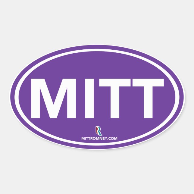 Adesivo Oval Romney Ryan Mitt Oval Sticker (Roxo) (Frente)
