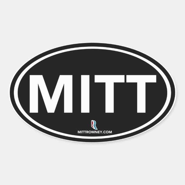 Adesivo Oval Romney Ryan MITT Sticker Oval (Preto) (Frente)