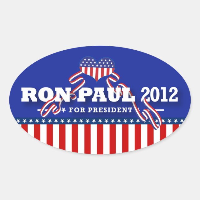 Adesivo Oval Ron Paul para o Presidente 2012 (Frente)