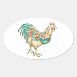 Adesivo Oval Rooster Art
