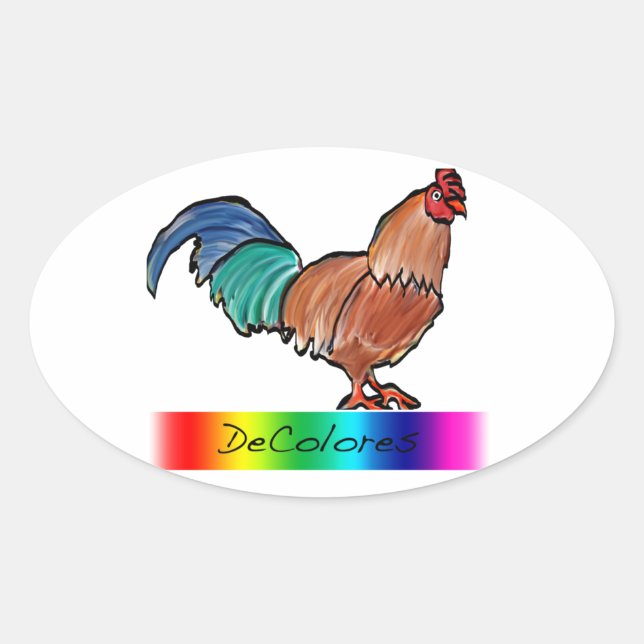 Adesivo Oval Rooster DeColores (Frente)