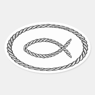 Adesivo Oval Rope Ichthus - Estilo Euro