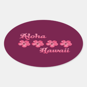 Adesivo Oval Rosa Aloha Havaí