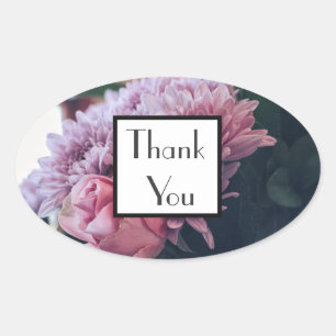 Adesivo Oval Rosa Chrysanthemum Obrigado A Colar De Presente