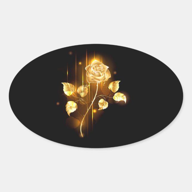 Adesivo Oval rosa do ouro ( rosa dourado ) (Frente)