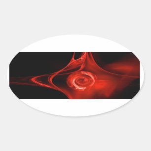 Adesivo Oval ROSA FRACTAL, vermelho, preto