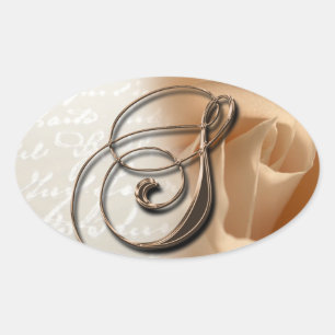 Adesivo Oval Rosa Monograma S Vedação De Favor De Casamento O