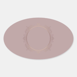 Adesivo Oval Rosa na moda Dourado Adicionar seu Modelo de Vazio
