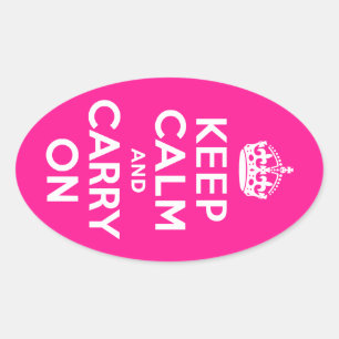 Adesivo Oval Rosa Profundo Keep Calm e Continue