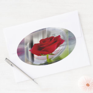 Adesivo Oval Rosa vermelha 2