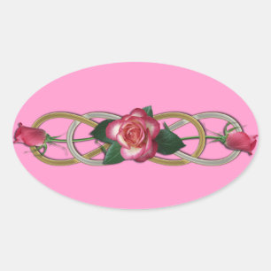 Adesivo Oval Rosas dobro do ouro da prata da infinidade