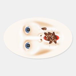 Adesivo Oval Rosto Assustador Com Baratas Mouth Gross Halloween