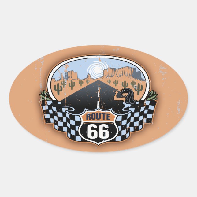 Adesivo Oval Rota 66 Deserto (Frente)