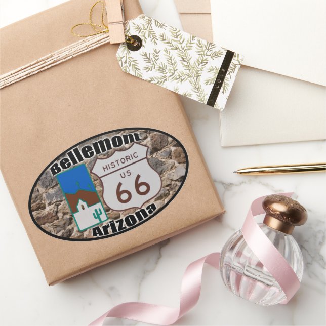 Adesivo Oval Rota 66 Histórica dos EUA Arizona de Bellemont (Presentear)