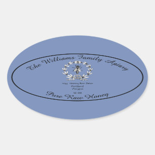 Adesivo Oval Rótulo Apiário de Mel de Honeybee Honey Jar   Mel 