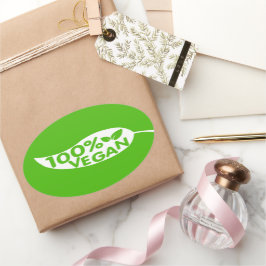 Adesivo Oval Rótulo Culinário do Vegan a 100%