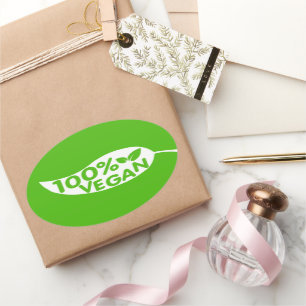 Adesivo Oval Rótulo Culinário do Vegan a 100%