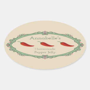 Adesivo Oval Rótulo da gelatina de pimenta caseira caseira