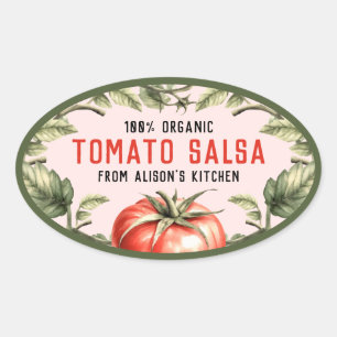 Adesivo Oval Rótulo de enlatamento de Salsa de Tomate com tomat