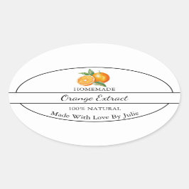 Adesivo Oval Rótulo de Extrato Laranja Simples